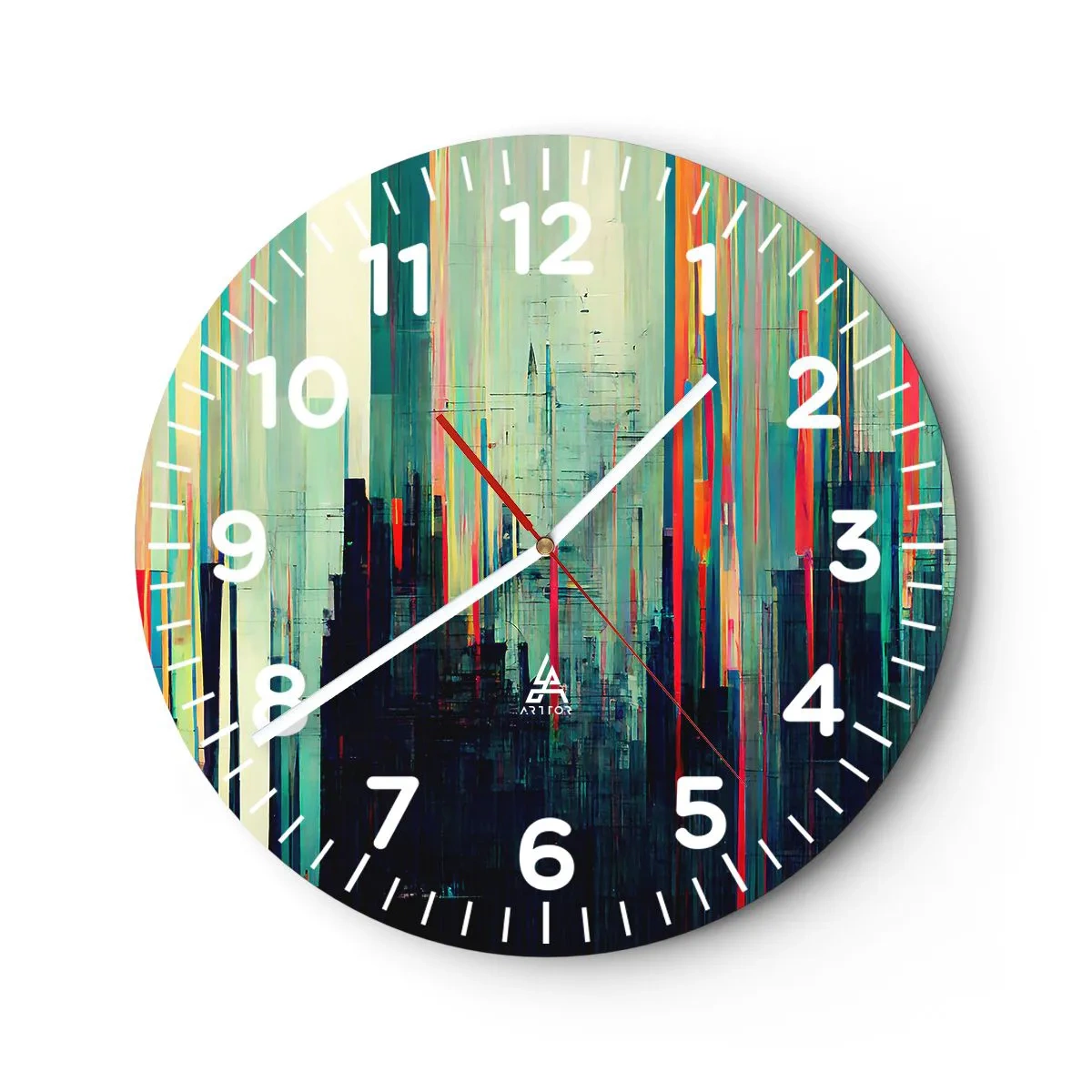 Relógio de parede - Relógio em vidro - Cidade futurista - 30x30 cm