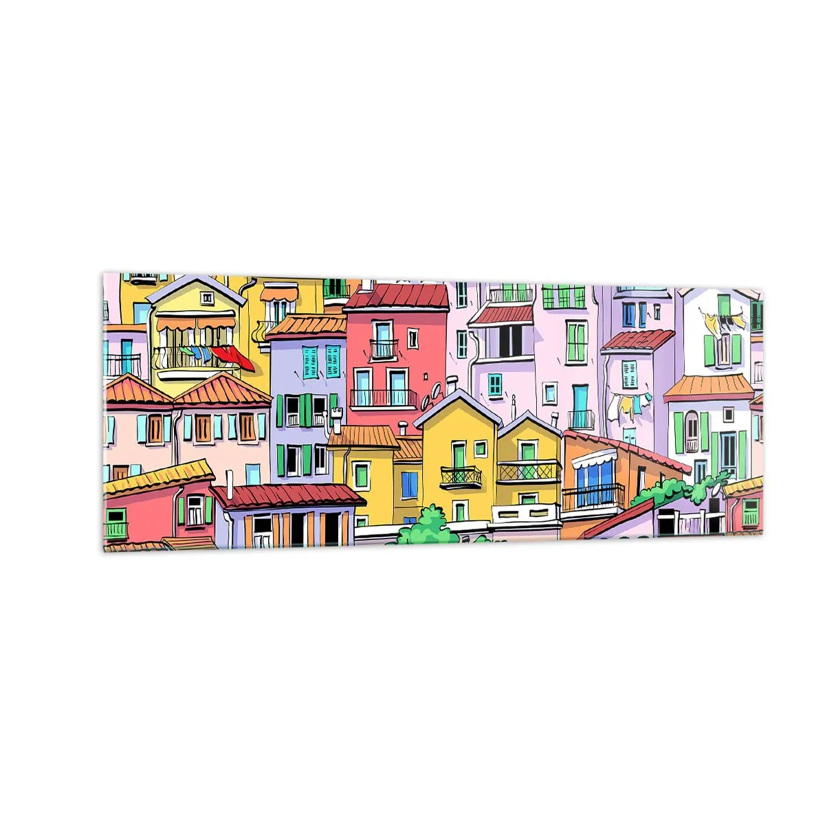Quadro em vidro - Cidade divertida - 140x50 cm