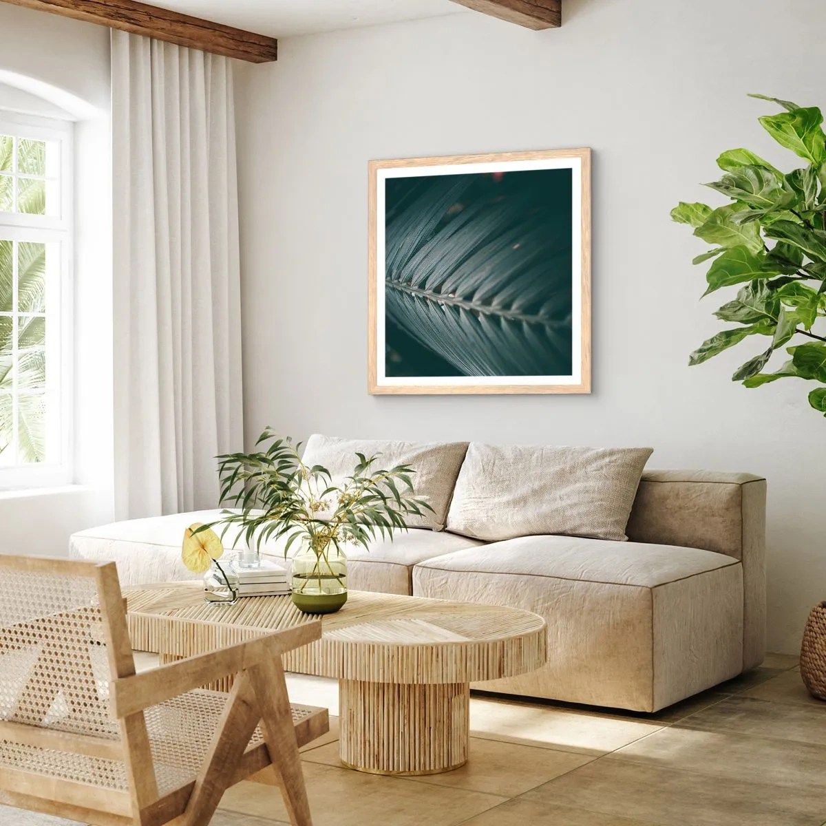 Pôster com moldura de carvalho claro - A precisão da natureza - 40x40 cm