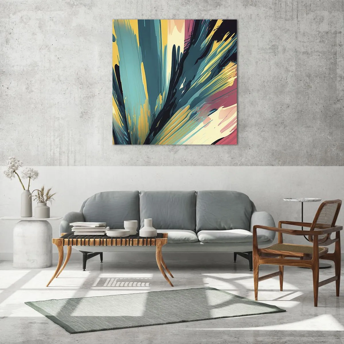 Quadro em vidro - Composição – uma explosão de alegria - 40x40 cm