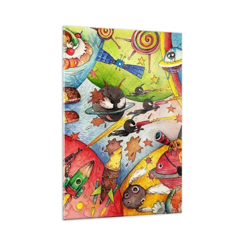 Quadro em vidro - Uma grande aventura espacial - 80x120 cm