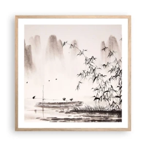 Pôster com moldura de carvalho claro - O silêncio dos campos de arroz - 60x60 cm