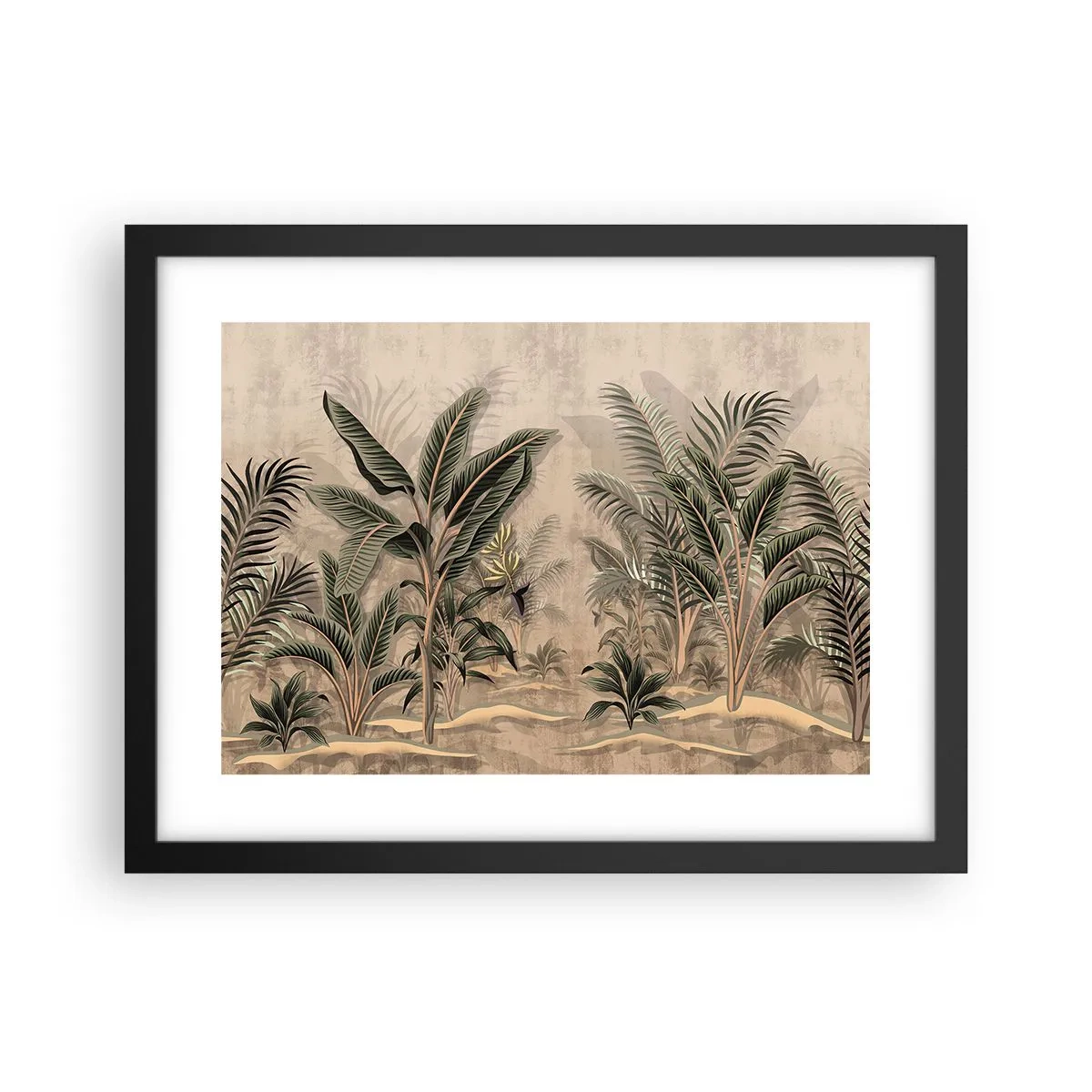Pôster com moldura preta - Gravura em estilo colonial - 40x30 cm