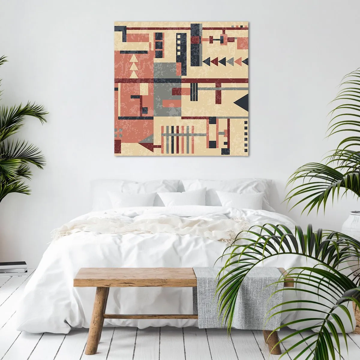 Quadro em tela - Combinação de verticais e horizontais - 70x70 cm