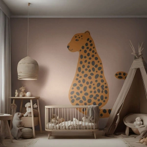 Papel de Parede Premium Sand - A estampa de leopardo está na moda - Para crianças, Pantera, Animais - 100x70 cm