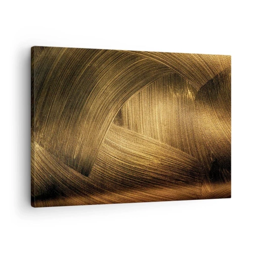 Quadro em tela - Pinceladas abstratas douradas - 70x50cm - No labirinto dourado - Decoração de parede moderna para a sala de estar e quarto ARTTOR