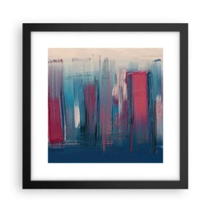 Pôster com moldura preta - Composição vertical em azul e vermelho - 30x30 cm