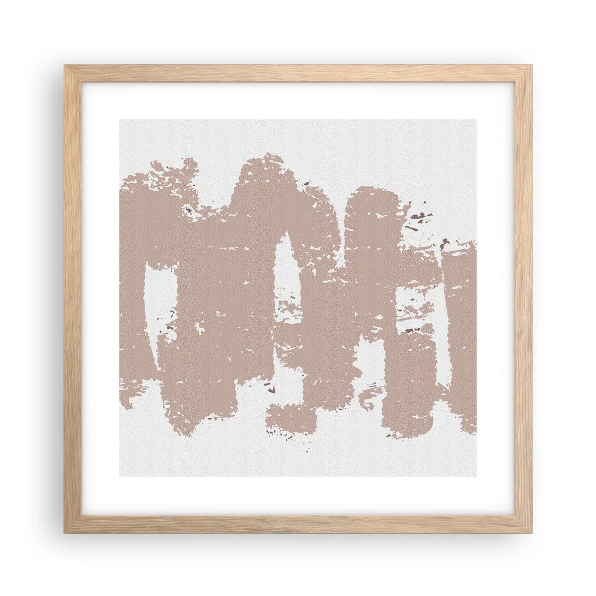 Pôster com moldura de carvalho claro - Abstração em rosa suave - 40x40 cm