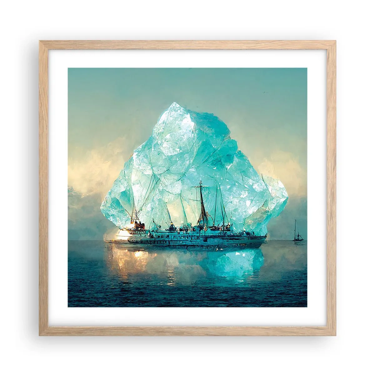 Pôster com moldura de carvalho claro - Diamante Ártico - 50x50 cm
