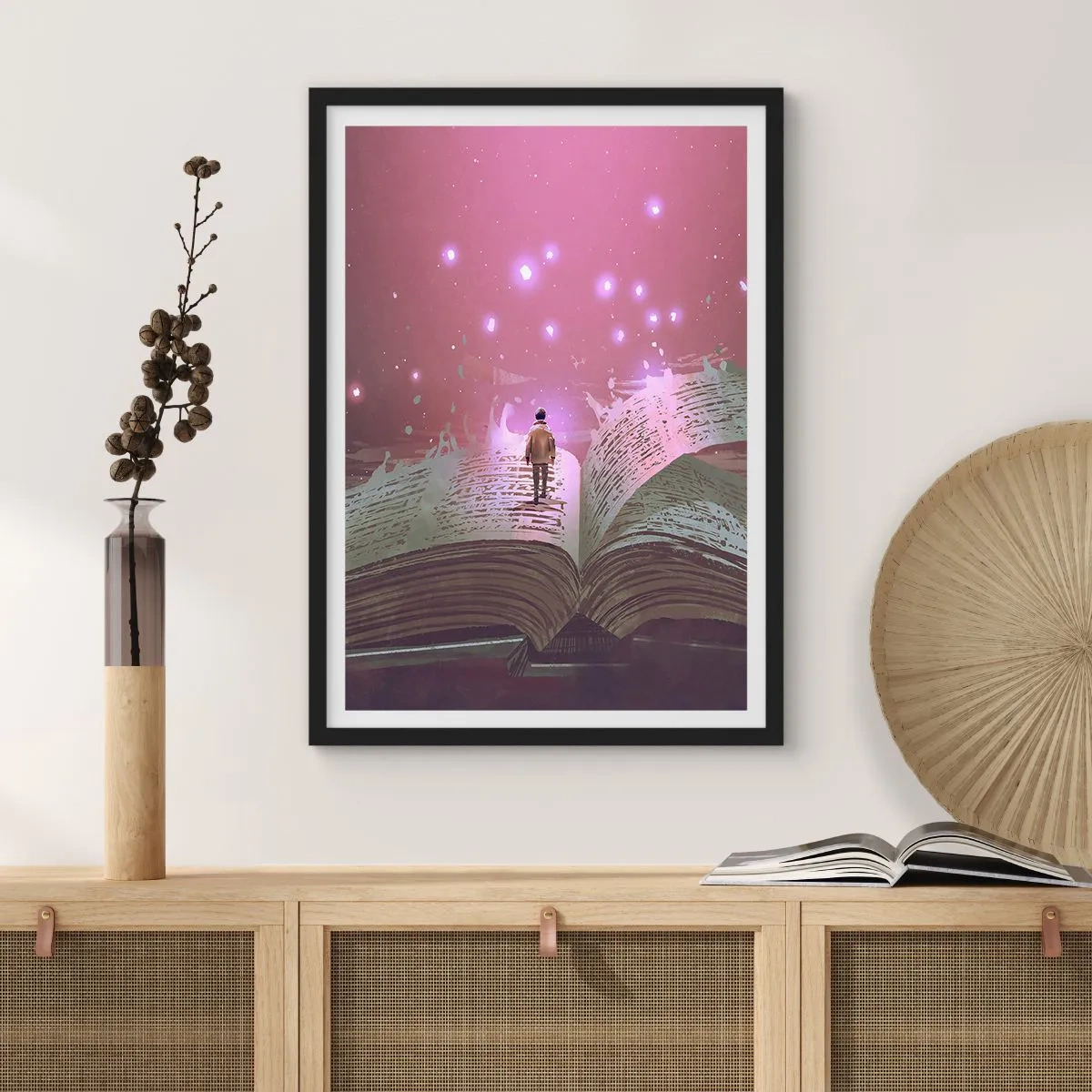 Pôster com moldura preta - Um convite para outro mundo - leia! - 40x50 cm