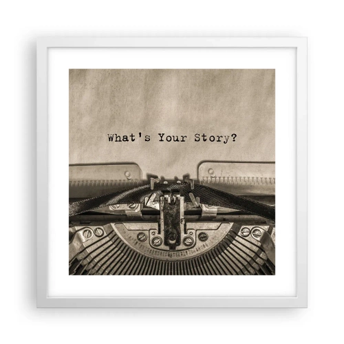 Pôster em moldura branca - Conta-me - 40x40 cm