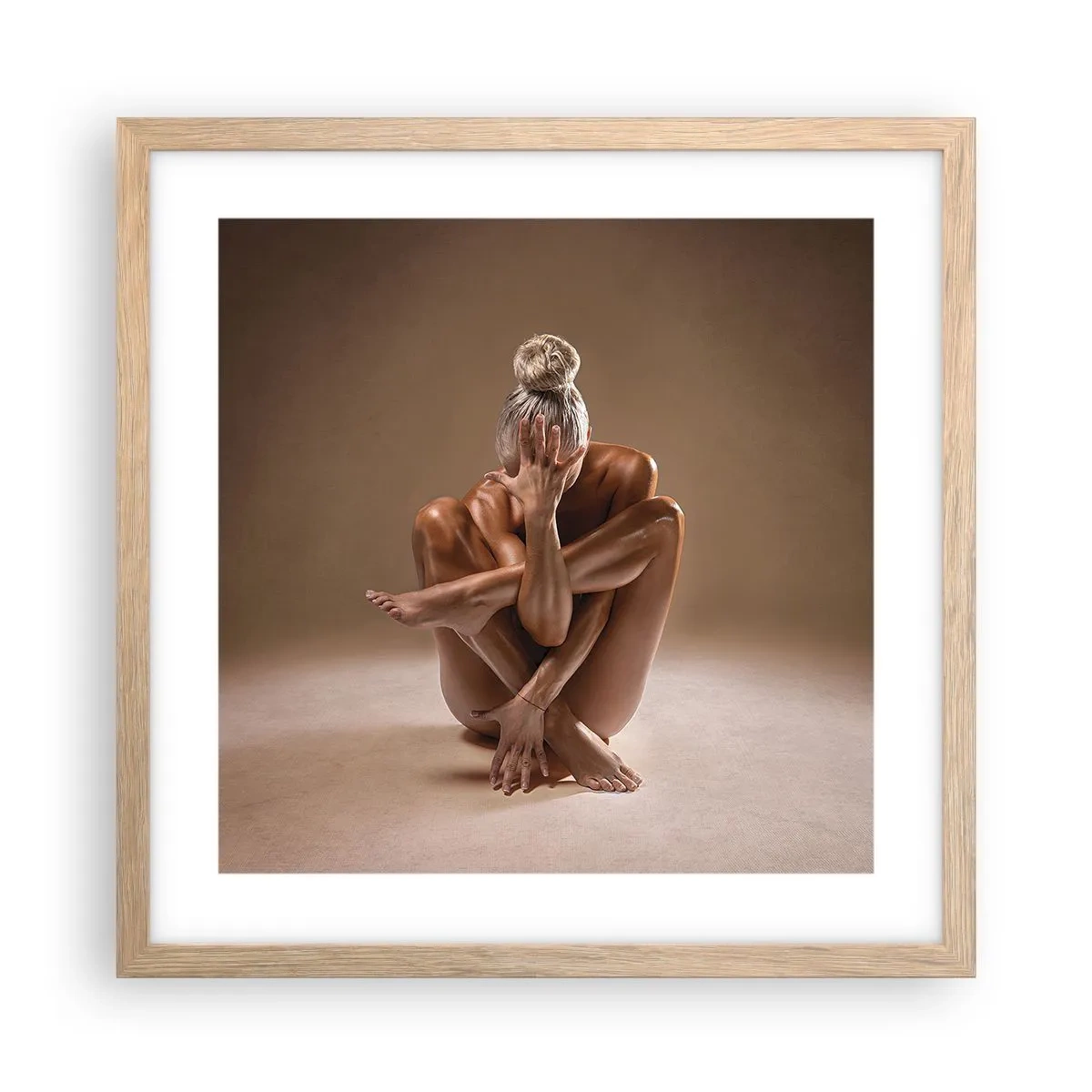 Pôster com moldura de carvalho claro - Unidade de corpo e alma - 40x40 cm