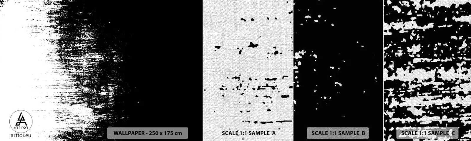 Amostra de papel de parede Premium Canvas - E o vencedor é... - Abstração, Pedaço, Preto e branco - 100x30 cm