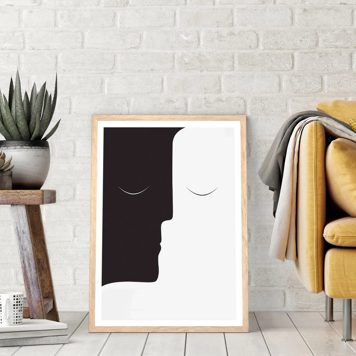 Pôster com moldura de carvalho claro - Unidade de opostos - 61x91 cm
