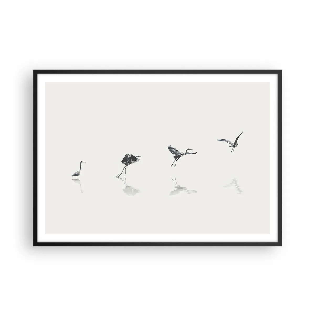 Pôster com moldura preta - Quatro passos simples - 100x70 cm