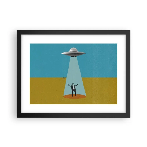 Pôster com moldura preta - Encontro próximo - 40x30 cm