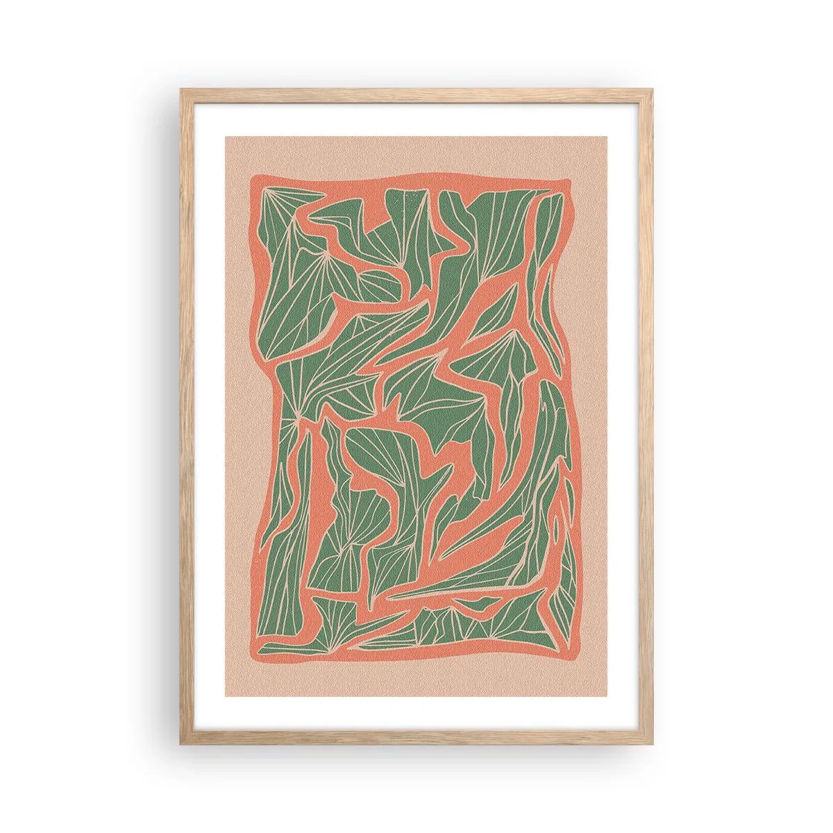 Pôster com moldura de carvalho claro - A luta entre coral e vegetação - 50x70 cm