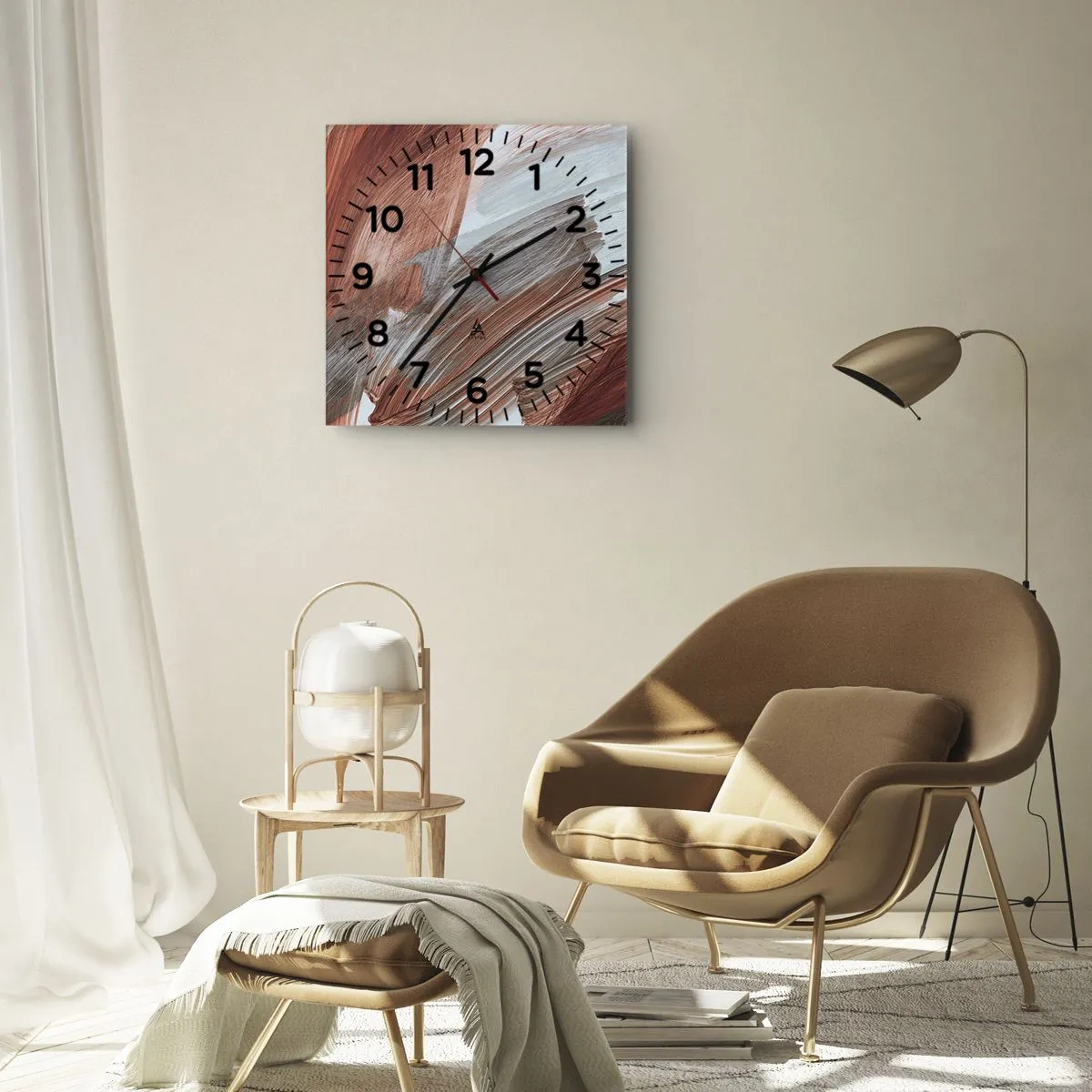 Relógio de parede - Relógio em vidro - Abstração de outono e vento - 40x40 cm