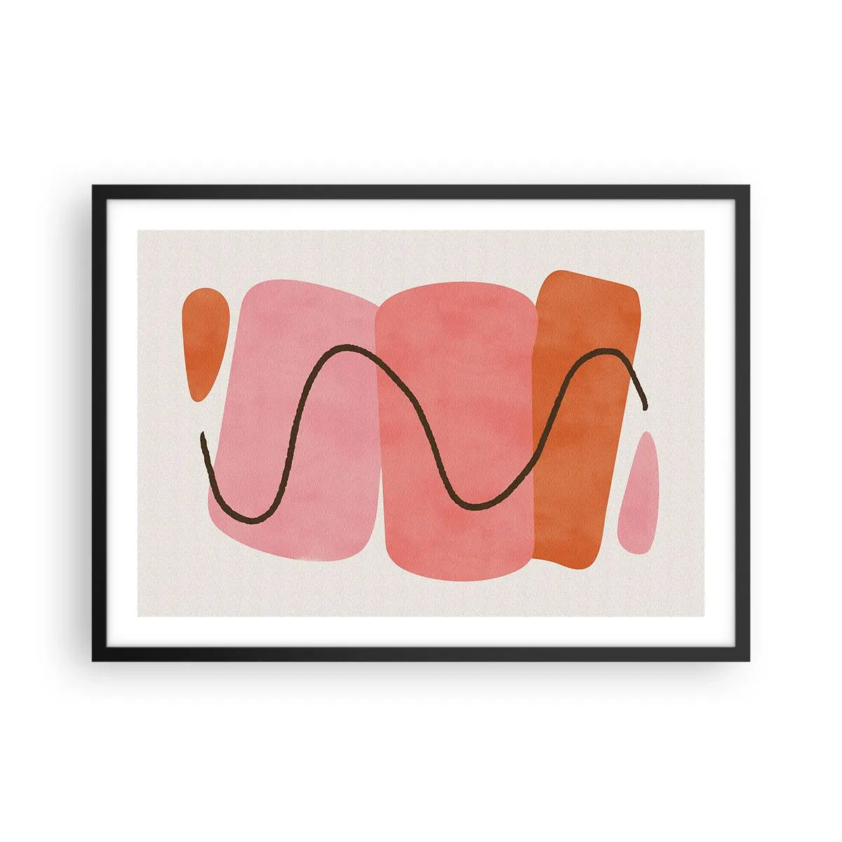 Pôster com moldura preta - Movimento suave de formas - 70x50 cm