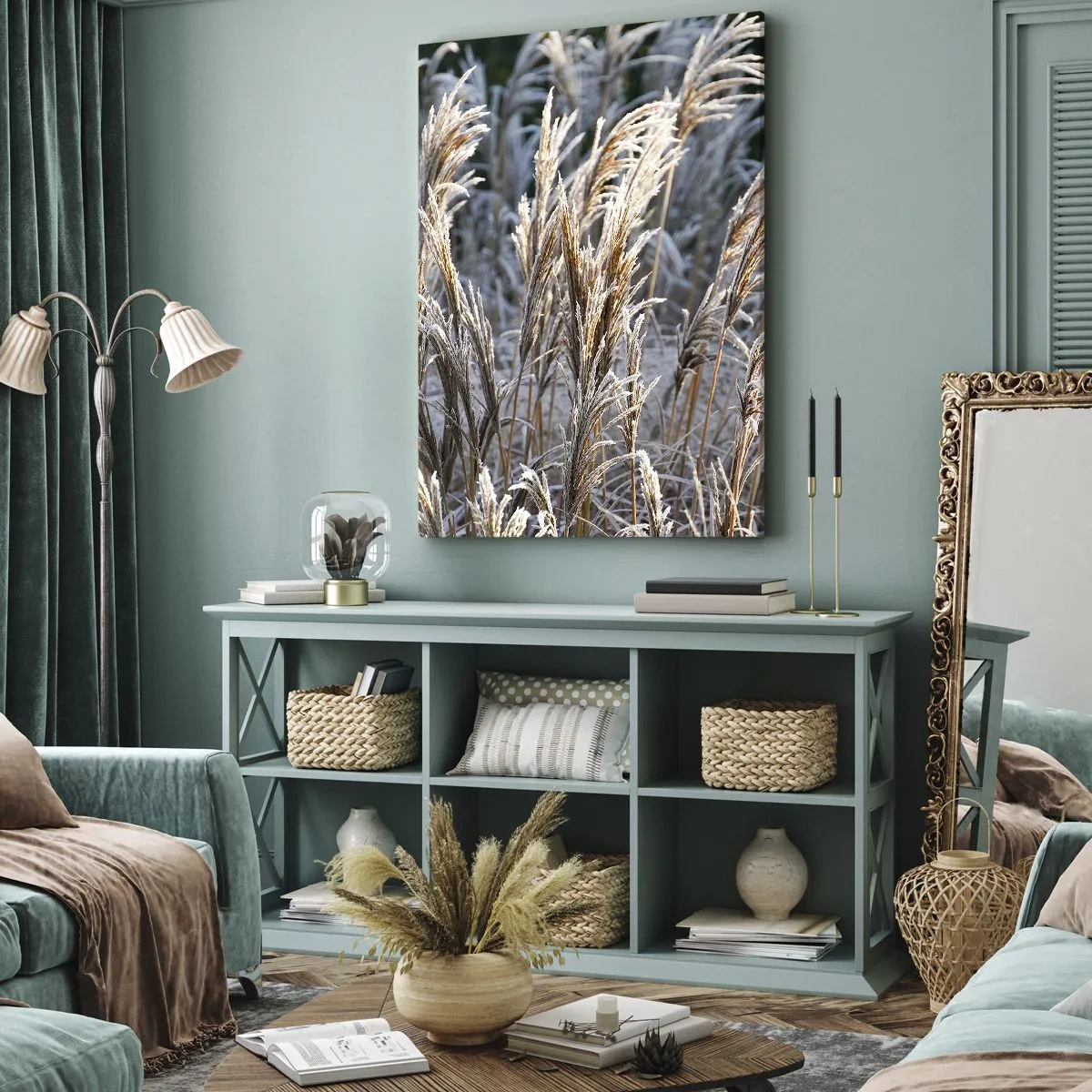 Quadro em tela - Decorado com a geada - 55x100 cm