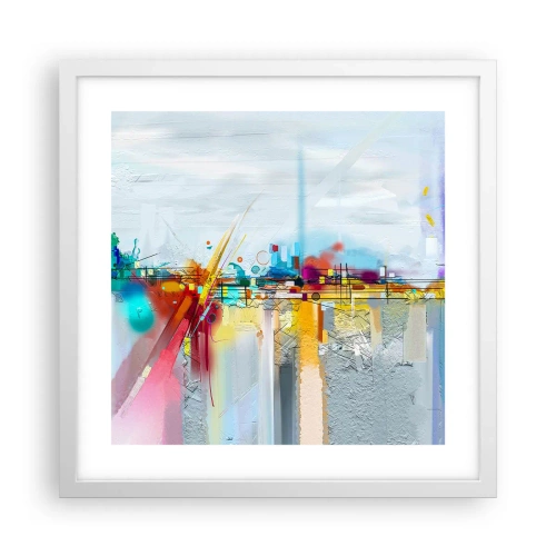 Pôster em moldura branca - Ponte da alegria sobre o rio da vida - 40x40 cm