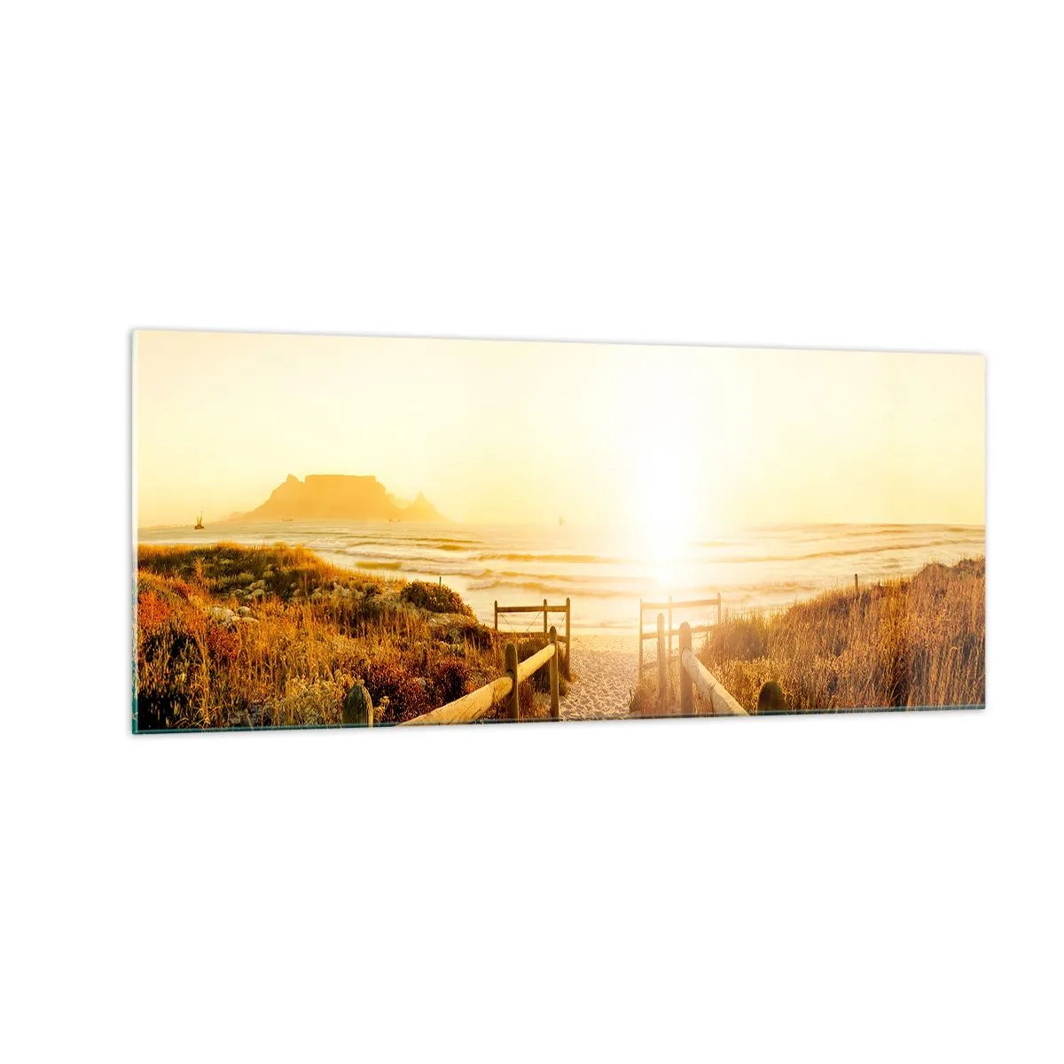 Quadro em vidro - Pelaa duna, em direção ao sol - 100x40 cm