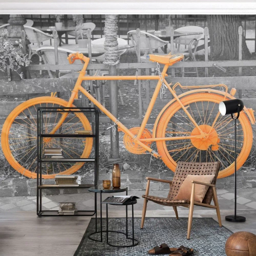 Papel de parede personalizado Premium Sand - Vá, vou esperar aqui - Bicicleta antiga, Cidade, Viagens