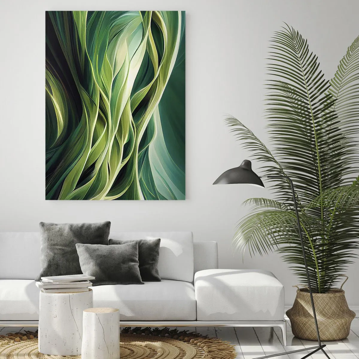 Quadro em vidro - Jogo verde abstrato - 50x70 cm