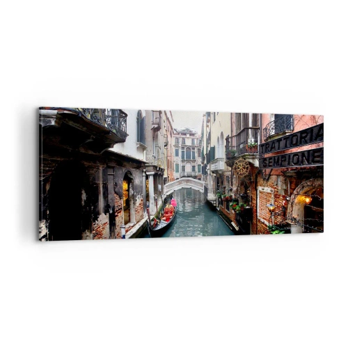 Quadro em tela - Paisagem veneziana com gôndola e ponte - 100x40 cm