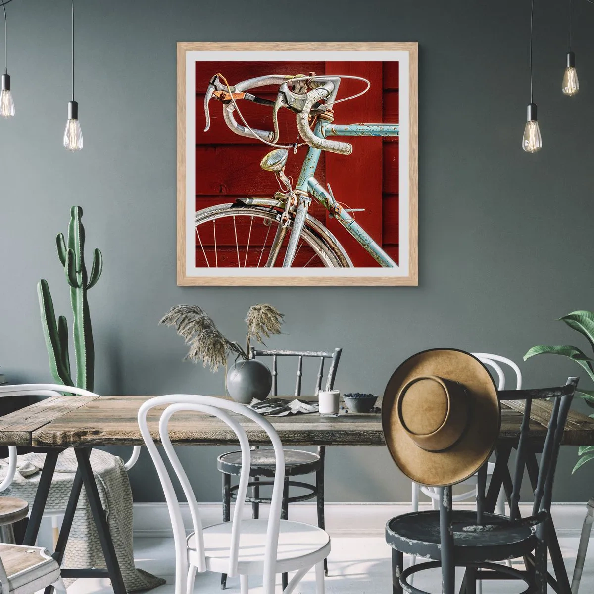 Pôster com moldura de carvalho claro - Feito para vencer - 40x40 cm