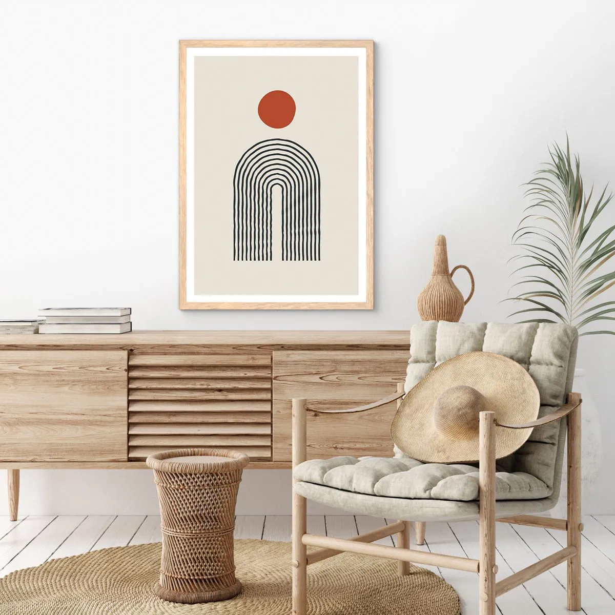 Pôster com moldura de carvalho claro - Magnetismo de formas e cores - 70x100 cm
