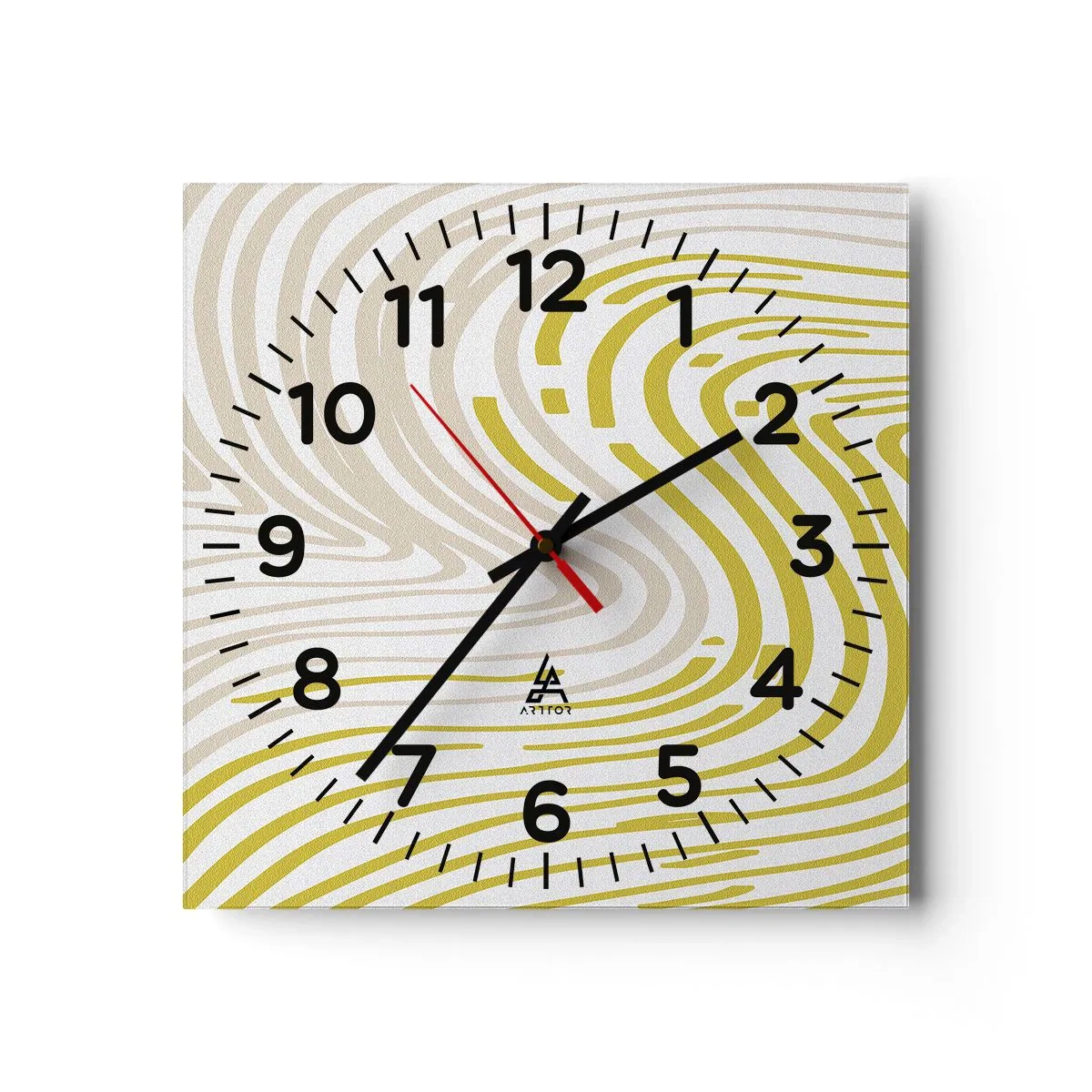 Relógio de parede - Relógio em vidro - Uma composição com uma curvatura suave - 30x30 cm