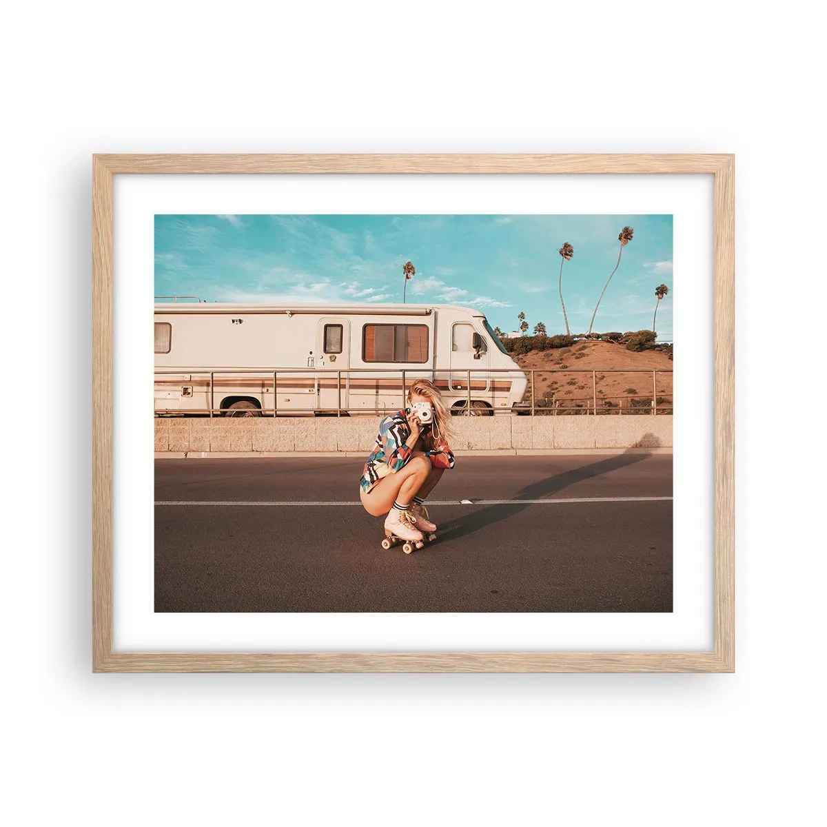 Pôster com moldura de carvalho claro - Sorria, por favor! - 50x40 cm