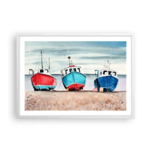 Pôster em moldura branca - Pronto para pescar - 70x50 cm