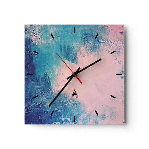 Relógio de parede - Relógio em vidro - Abraço azul - 30x30 cm