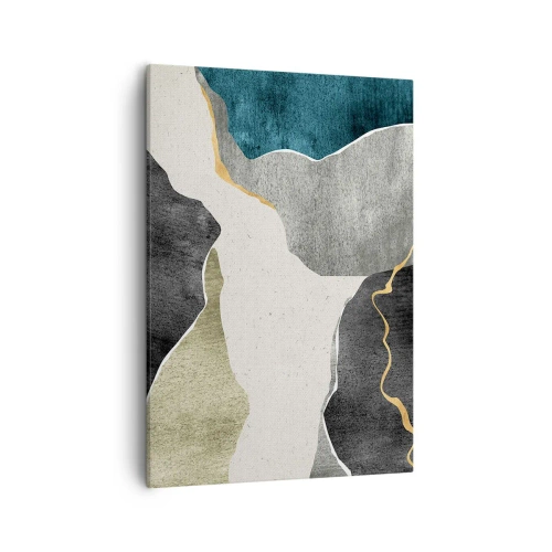 Quadro em tela - Composição de mosaico com fio de ouro - 50x70 cm