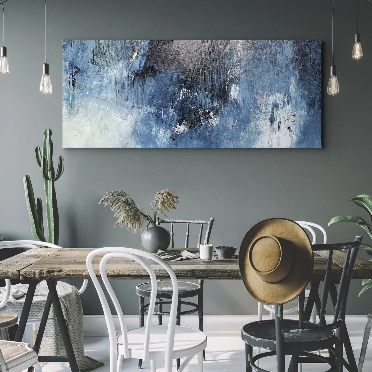 Quadro em tela - Rapsódia em azul - 100x40 cm