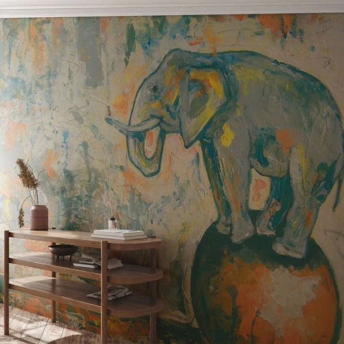 Papel de Parede Premium Sand - Viva o circo! - Abstração, Elefante, Circo - 100x70 cm