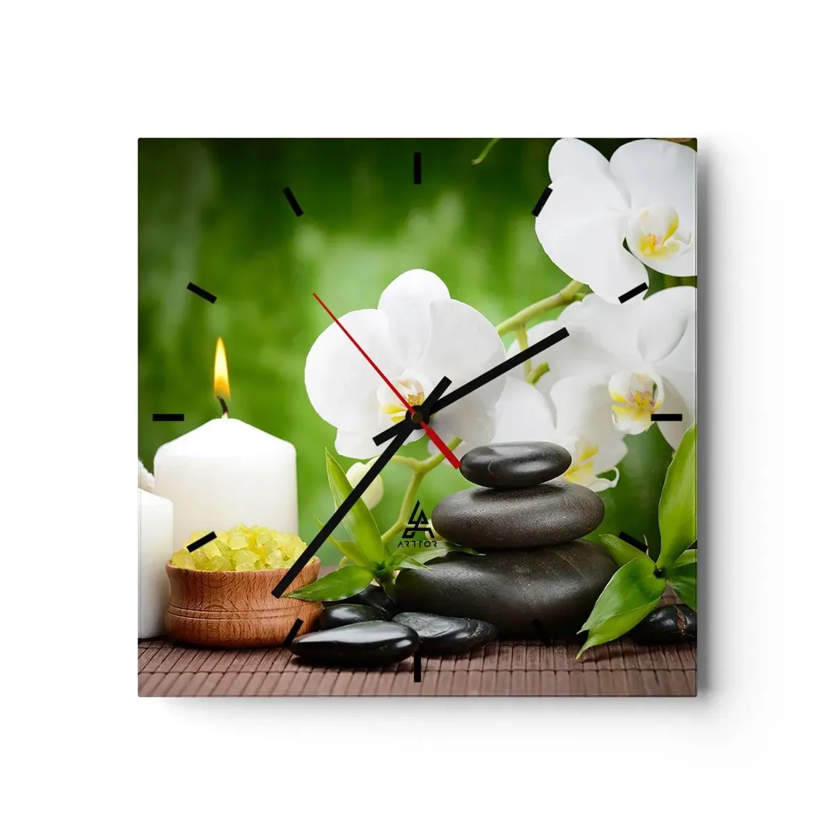 Relógio de parede - Relógio em vidro - Um toque perfumado, floral e suave - 30x30 cm