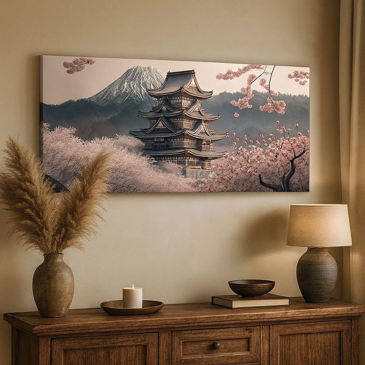 Quadro em tela - A terra da flor de cerejeira - 100x40 cm