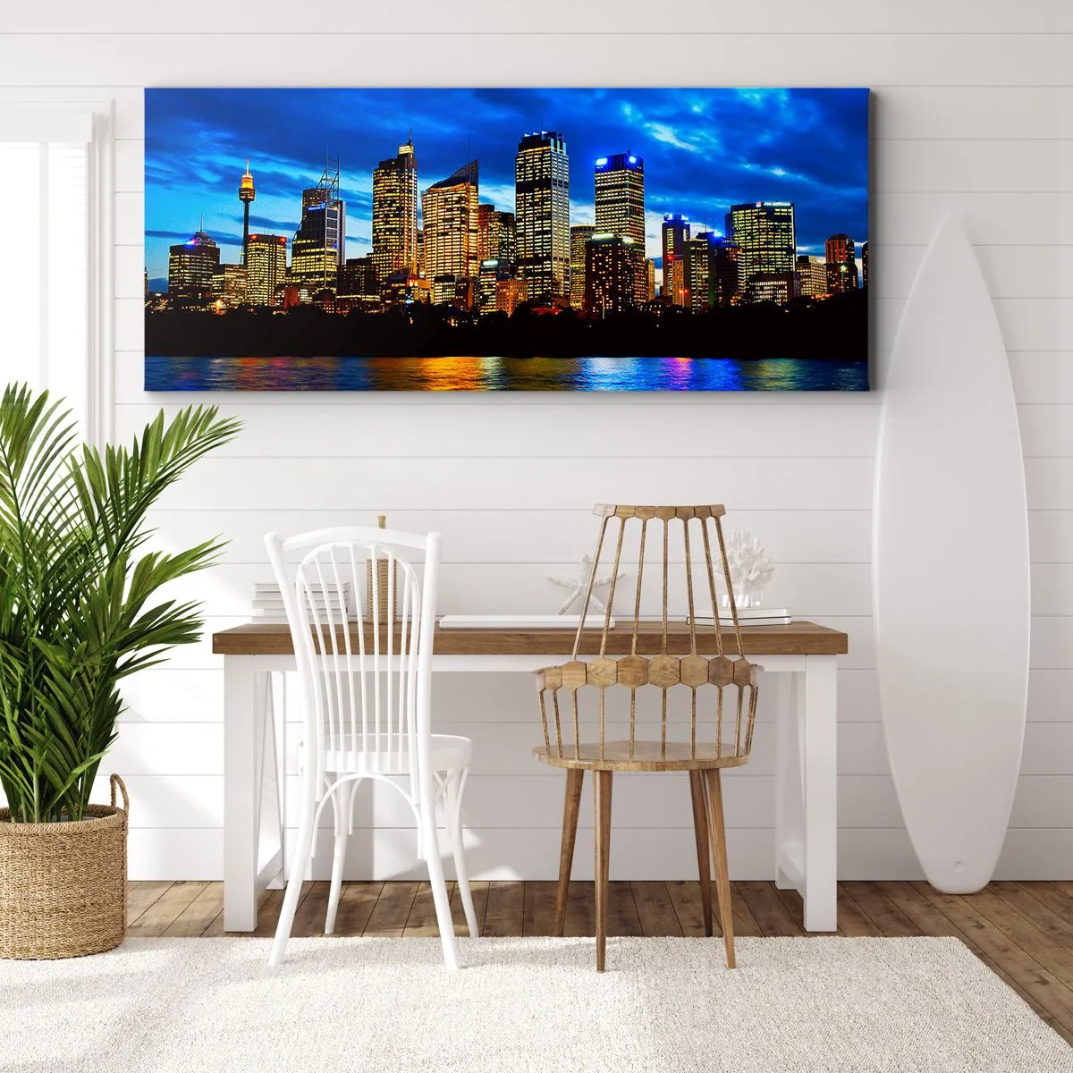 Quadro em tela - Uma noite de luzes e cores - 120x50 cm
