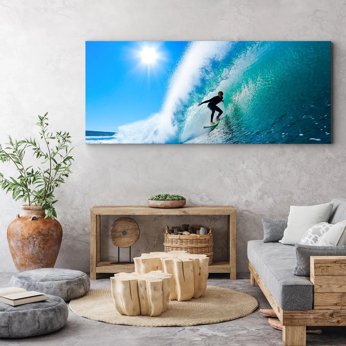 Quadro em tela - Azul gigante - 120x50 cm