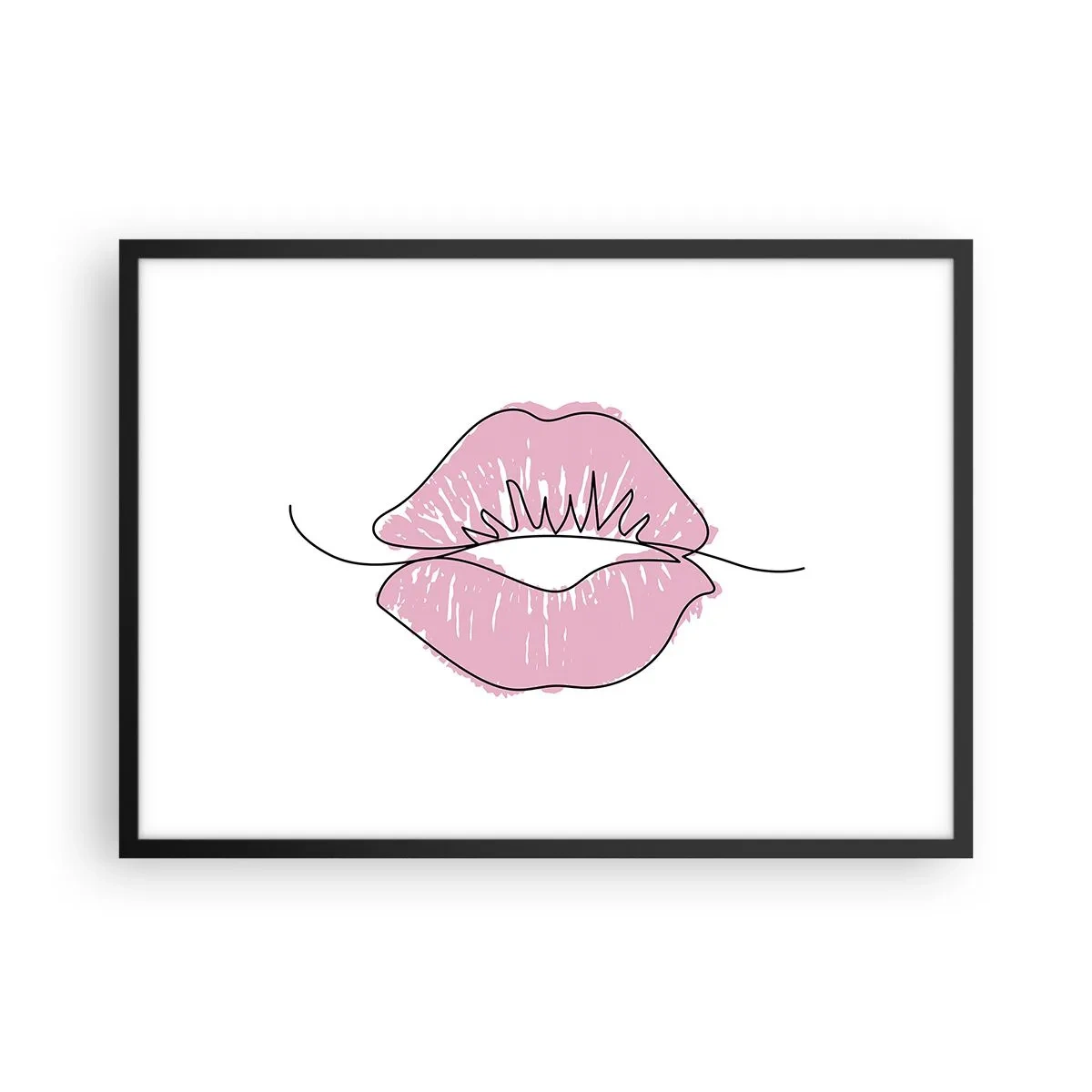 Pôster com moldura preta - Pronto para beijar? - 70x50 cm