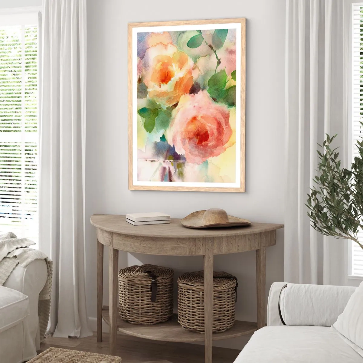 Pôster com moldura de carvalho claro - Delicado como uma aquarela - 61x91 cm