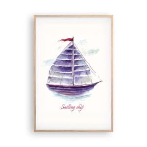 Pôster com moldura de carvalho claro - Cheio de velas e águas calmas - 61x91 cm
