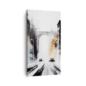 Quadro em tela - Estudo da cidade: arquitetura e movimento - 45x80 cm
