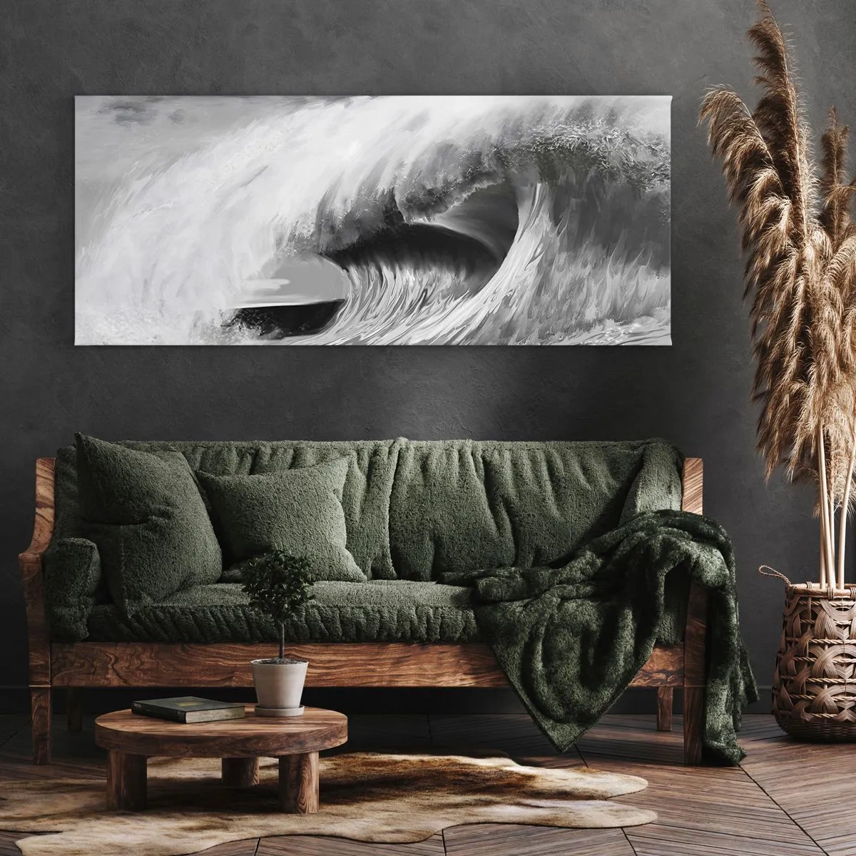 Quadro em tela - A ira do oceano - 140x50 cm