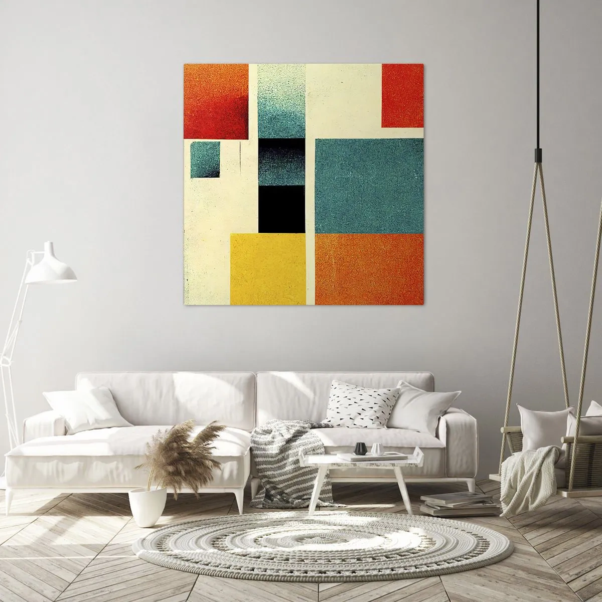 Quadro em tela - Abstração geométrica – boa energia - 30x30 cm