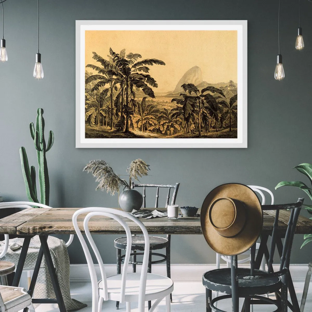 Pôster em moldura branca - num clima colonial - 40x30 cm