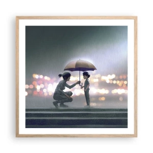 Pôster com moldura de carvalho claro - Está tudo bem agora - 60x60 cm